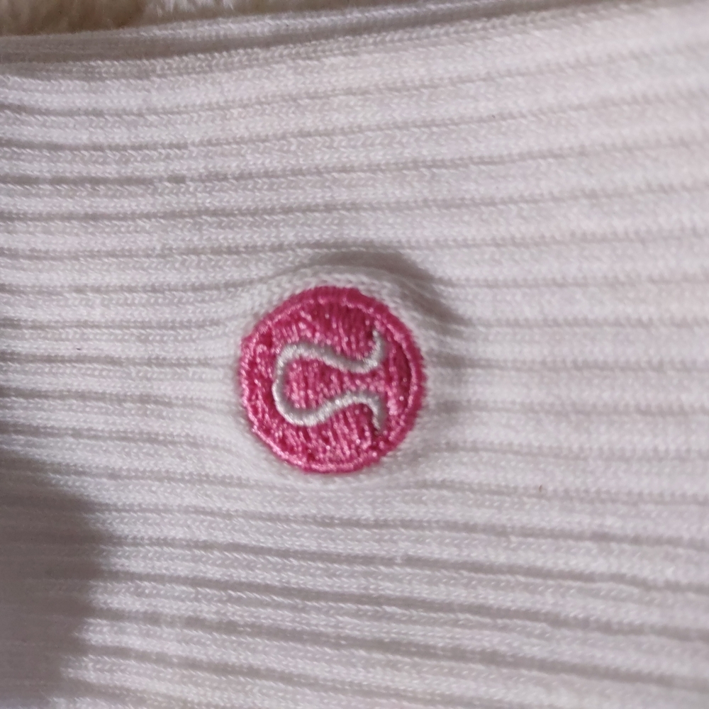 Lululemon Athletica White Top with Pink Logo